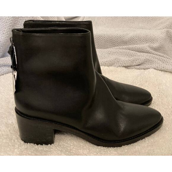 Cole Haan Taylor Waterproof Back Zip Leather Boots Sz 10B Black NWT - Picture 3 of 7